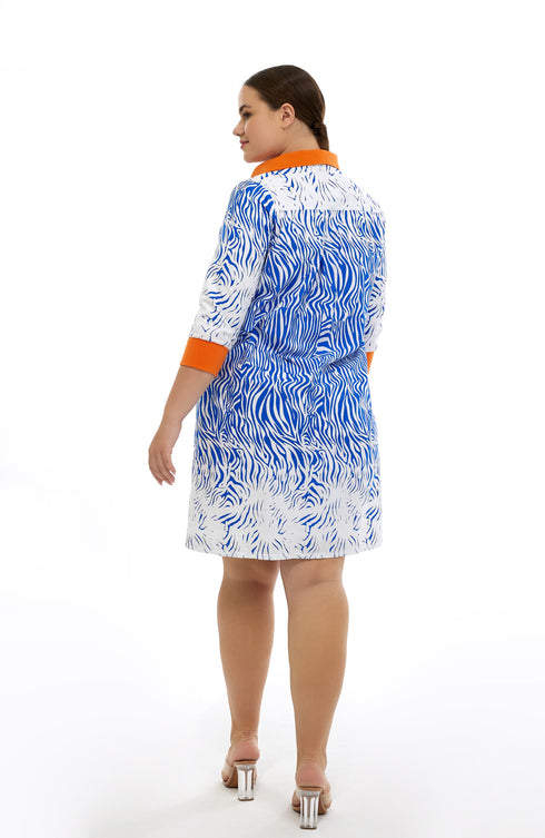 Gina Polo Shirt Dress - Zebra Navy