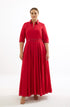 Effie Linen Pipped Maxi Dress - Red