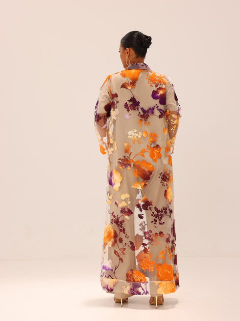 Bella Tailored Organza Coat - Orange Purple