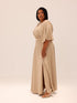 Ama Wrap Satin Dress - Beige