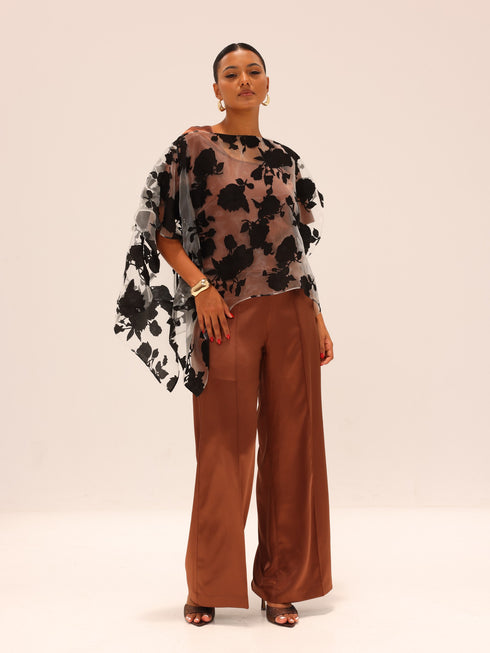Esi Organza Poncho - Black
