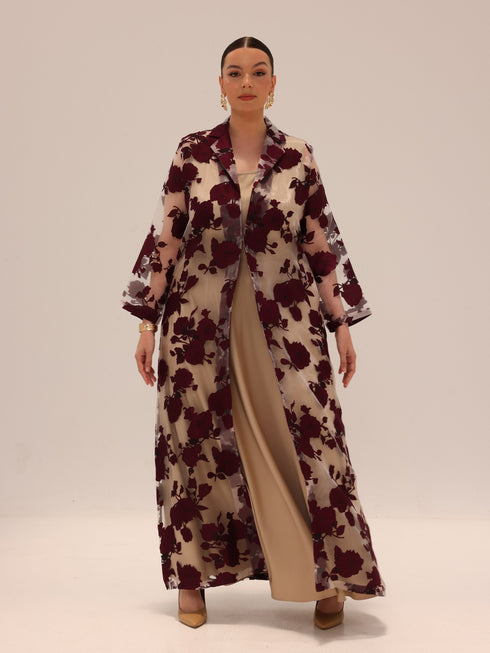 Bella Tailored Organza Coat - Burgundy