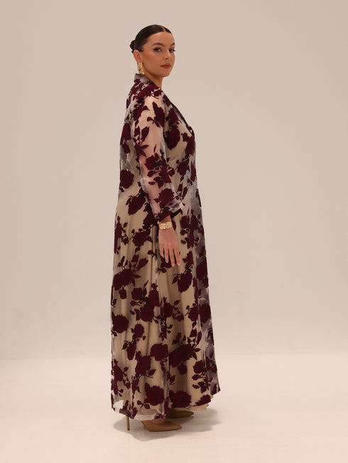 Bella Tailored Organza Coat - Burgundy