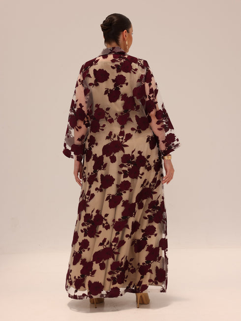 Bella Tailored Organza Coat - Burgundy