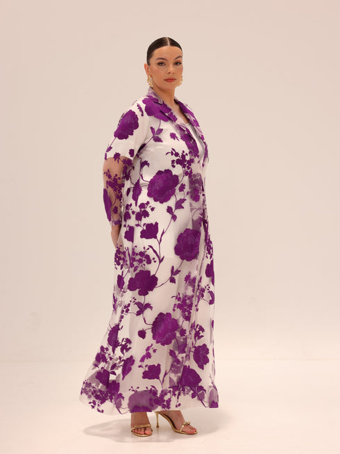 Bella Tailored Organza Coat - Purple