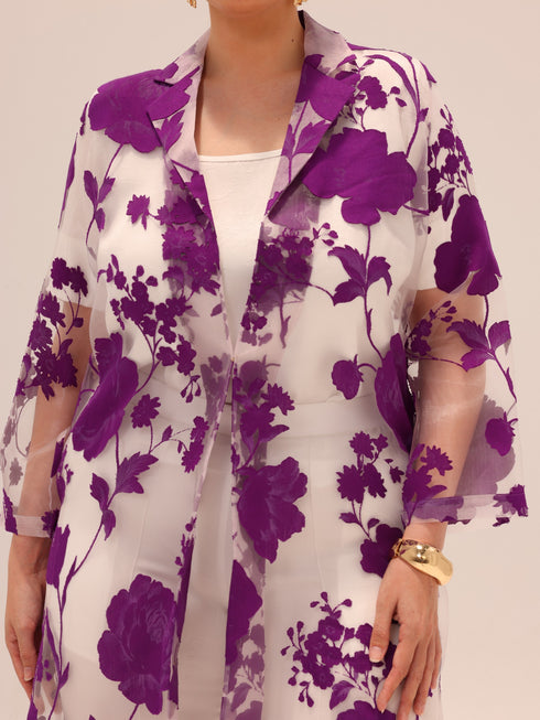 Bella Tailored Organza Coat - Purple