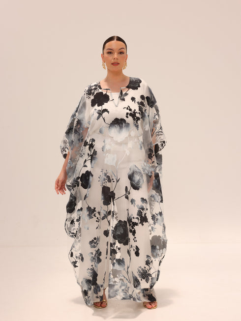 Naa Organza Boubou - Black & White