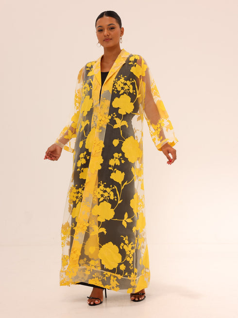 Bella Tailored Organza Coat - Yellow