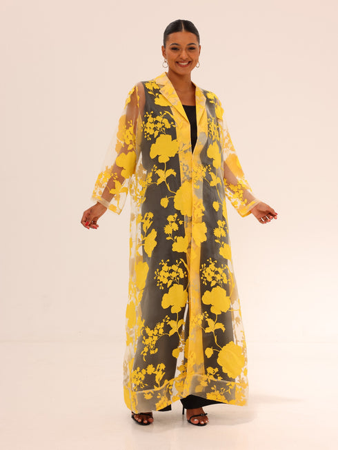 Bella Tailored Organza Coat - Yellow