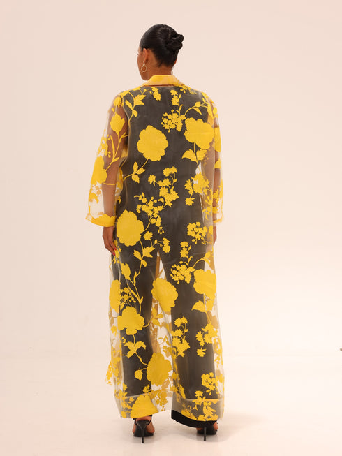 Bella Tailored Organza Coat - Yellow