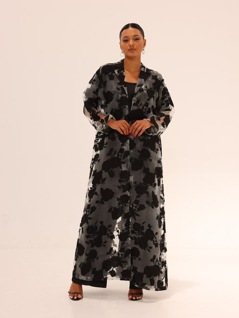 Bella Tailored Organza Coat - Black