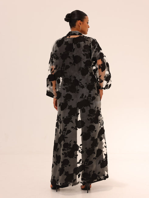 Bella Tailored Organza Coat - Black