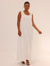 Sleeveless Satin Maxi Dress - White