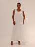 Sleeveless Satin Maxi Dress - White