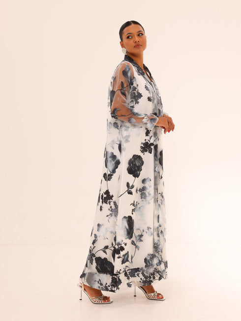 Bella Tailored Organza Coat - Black & White