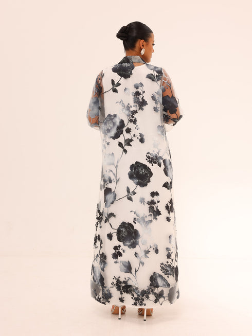 Bella Tailored Organza Coat - Black & White