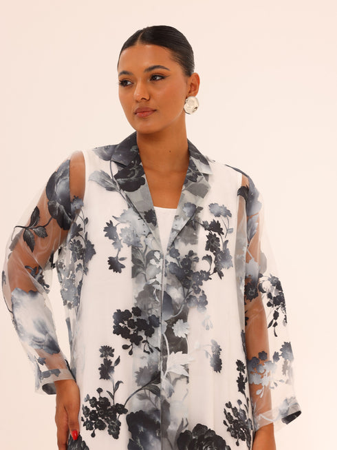 Bella Tailored Organza Coat - Black & White