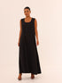 Sleeveless Satin Maxi Dress - Black