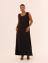 Sleeveless Satin Maxi Dress - Black