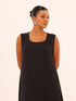 Sleeveless Satin Maxi Dress - Black