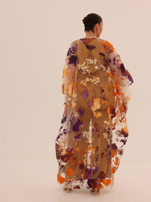 Bella Tailored Organza Coat - Orange Purple