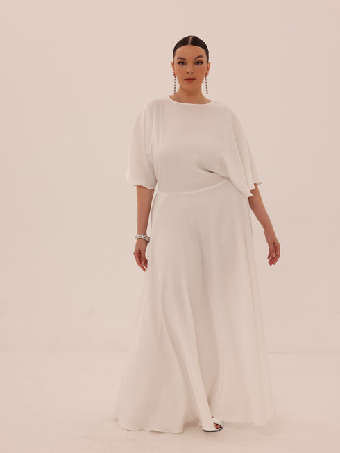 Ama Wrap Satin Dress - White