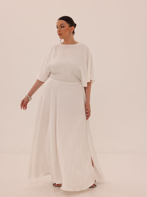 Ama Wrap Satin Dress - White