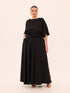 Ama Wrap Satin Dress - Black