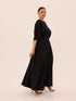 Ama Wrap Satin Dress - Black
