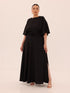 Ama Wrap Satin Dress - Black