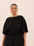 Ama Wrap Satin Dress - Black