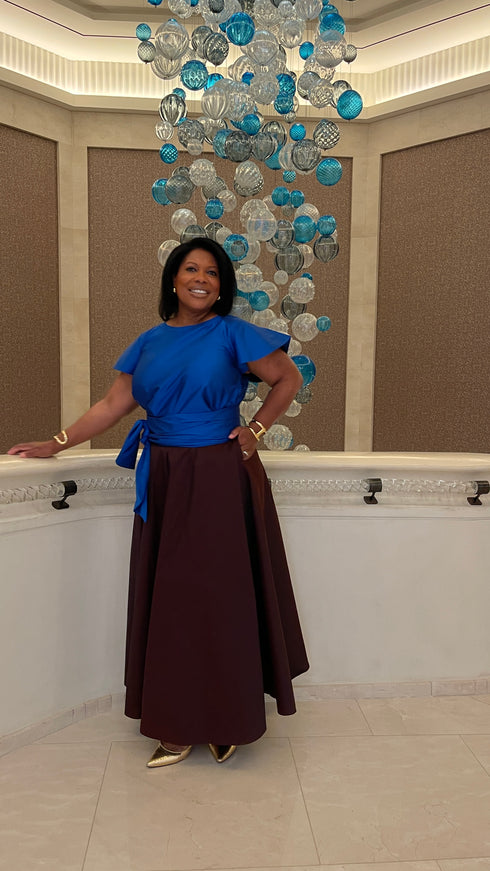 Cobalt Blue Taffeta Blouse