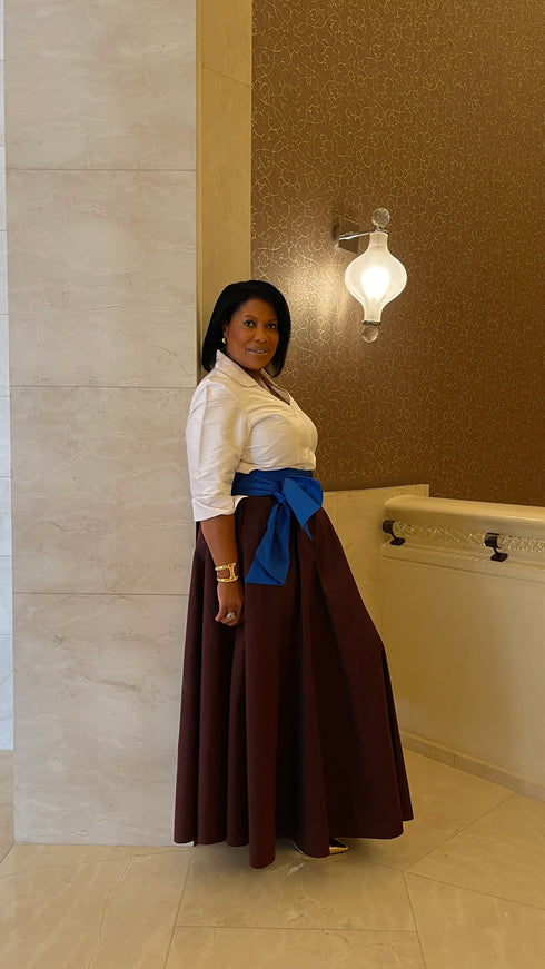 White V Neck Taffeta Shirt
