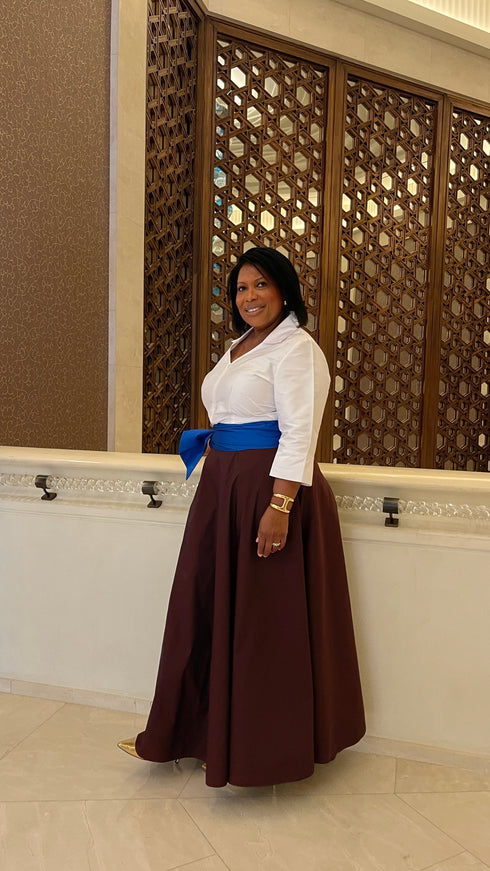 White V Neck Taffeta Shirt