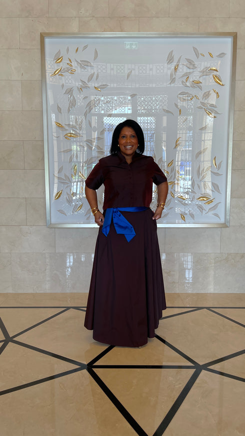 Burgundy Taffeta Crop Top