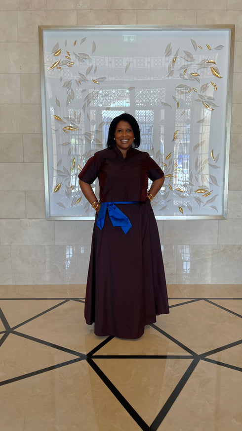 Burgundy Taffeta Crop Top