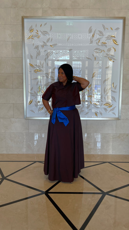 Burgundy Taffeta Crop Top