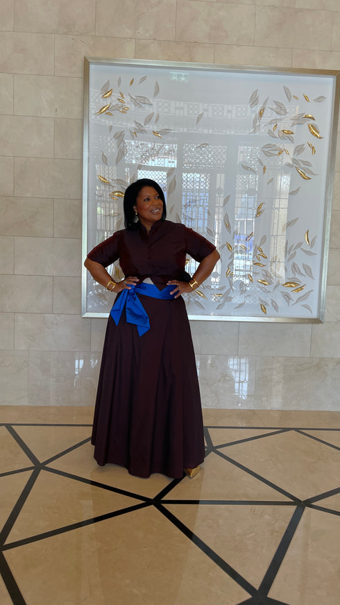 Burgundy Taffeta Crop Top