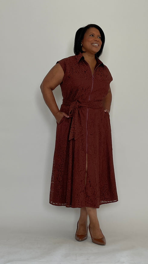 Chocolate Lace Midi Dress