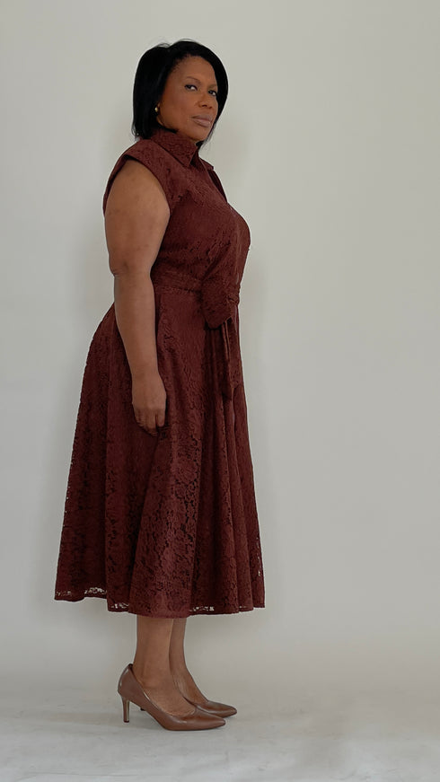 Chocolate Lace Midi Dress