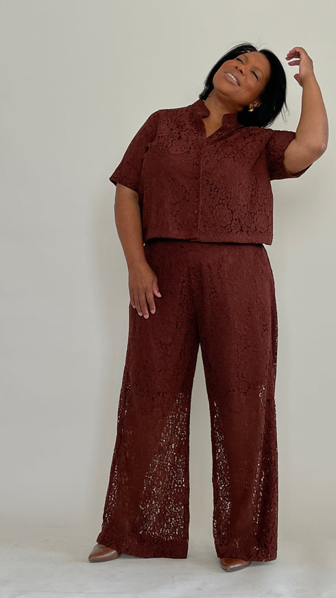 Chocolate Lace Crop Top