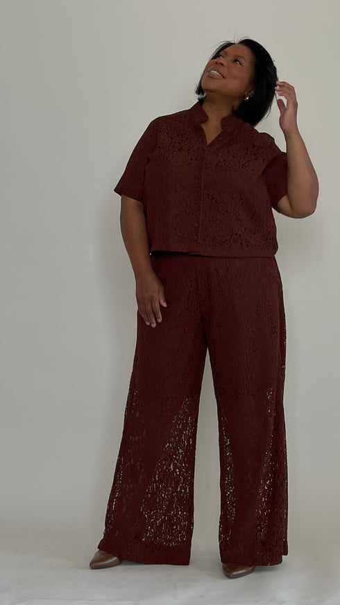 Chocolate Lace Crop Top