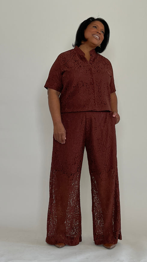 Chocolate Lace Crop Top