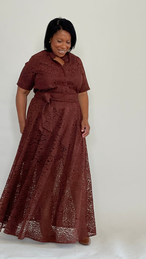 Chocolate Lace Maxi Skirt