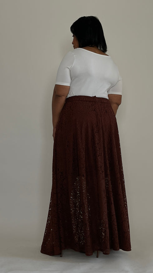 Chocolate Lace Maxi Skirt