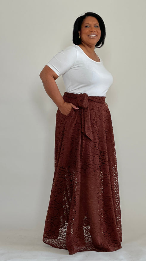 Chocolate Lace Maxi Skirt
