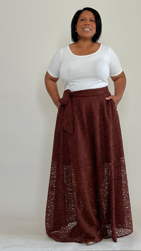 Chocolate Lace Maxi Skirt