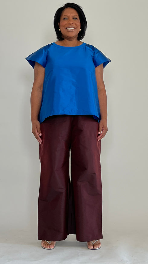 Cobalt Blue Taffeta Blouse