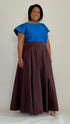 Burgundy Flare Maxi Taffeta Skirt
