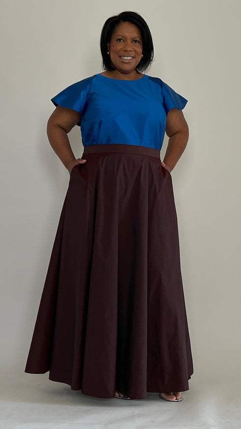 Cobalt Blue Taffeta Blouse